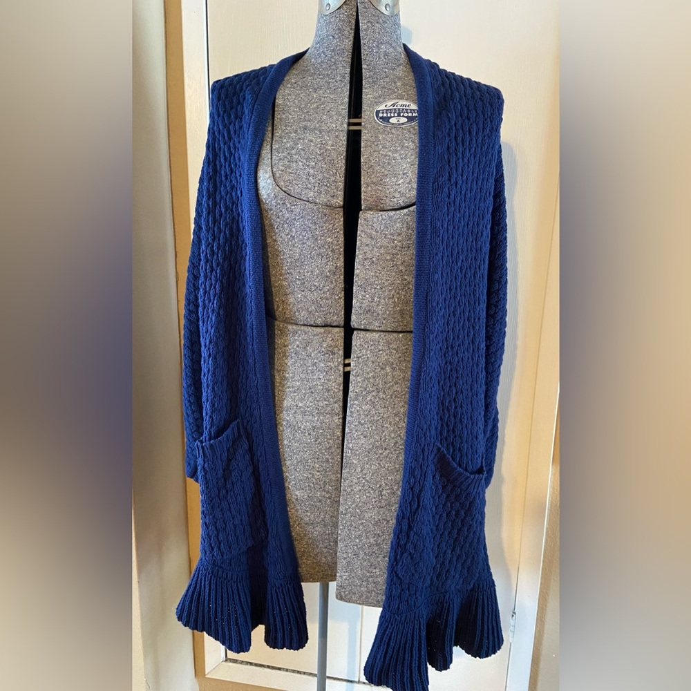 Anthropology Guinevere Navy Blue Cardigan